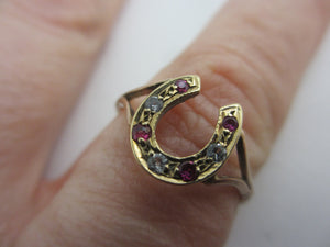 Lucky Horseshoe 18k Gold Ring Antique Victorian c1880 UK Size S