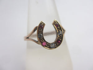 Lucky Horseshoe 18k Gold Ring Antique Victorian c1880 UK Size S