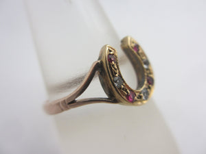 Lucky Horseshoe 18k Gold Ring Antique Victorian c1880 UK Size S