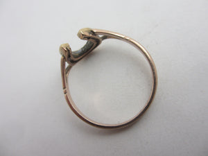 Lucky Horseshoe 18k Gold Ring Antique Victorian c1880 UK Size S