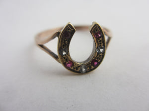 Lucky Horseshoe 18k Gold Ring Antique Victorian c1880 UK Size S