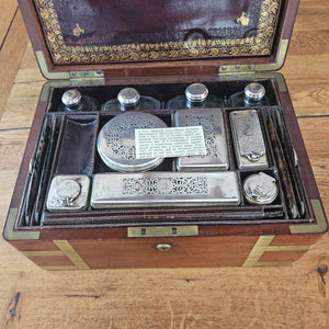 Georgian Mahogany and Sterling Silver Gentleman's Vanity Toilet Box Antique c1790