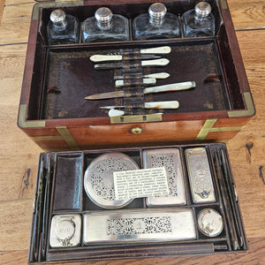 Georgian Mahogany and Sterling Silver Gentleman's Vanity Toilet Box Antique c1790
