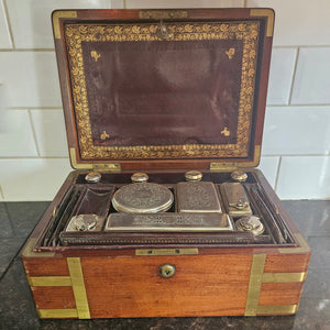 Georgian Mahogany and Sterling Silver Gentleman's Vanity Toilet Box Antique c1790