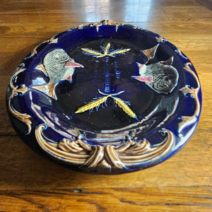 Fish or Bread Majolica Pottery Plate Dish by Joseph Holdcroft Antique Victorian