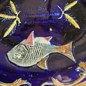 Fish or Bread Majolica Pottery Plate Dish by Joseph Holdcroft Antique Victorian