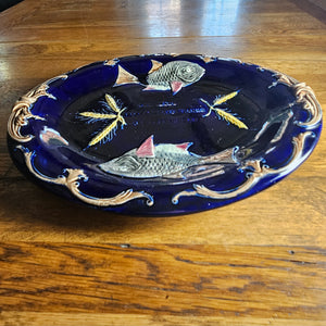 Fish or Bread Majolica Pottery Plate Dish by Joseph Holdcroft Antique Victorian