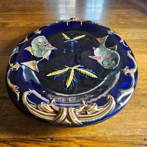 Fish or Bread Majolica Pottery Plate Dish by Joseph Holdcroft Antique Victorian