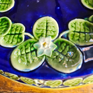 Scottish Bread Majolica Pottery Plate Dish Lily Pad Detailing Antique Victorian