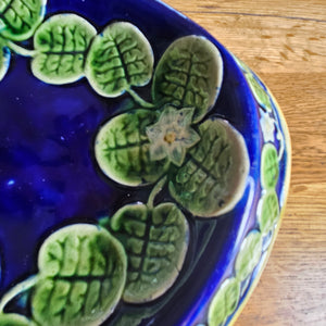 Scottish Bread Majolica Pottery Plate Dish Lily Pad Detailing Antique Victorian