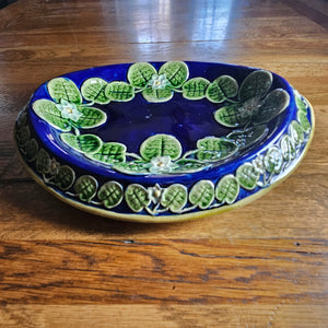 Scottish Bread Majolica Pottery Plate Dish Lily Pad Detailing Antique Victorian