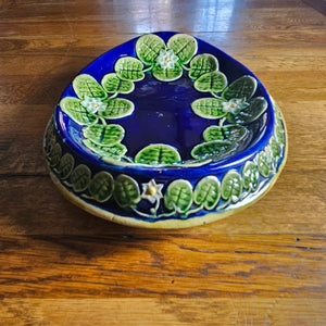 Scottish Bread Majolica Pottery Plate Dish Lily Pad Detailing Antique Victorian