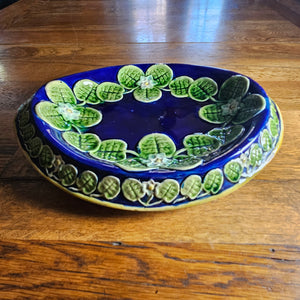Scottish Bread Majolica Pottery Plate Dish Lily Pad Detailing Antique Victorian