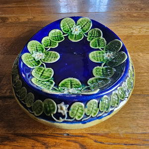 Scottish Bread Majolica Pottery Plate Dish Lily Pad Detailing Antique Victorian