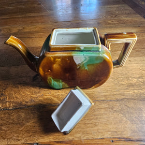 Wedgwood Style Majolica Pottery Tea Pot Antique Victorian c1880