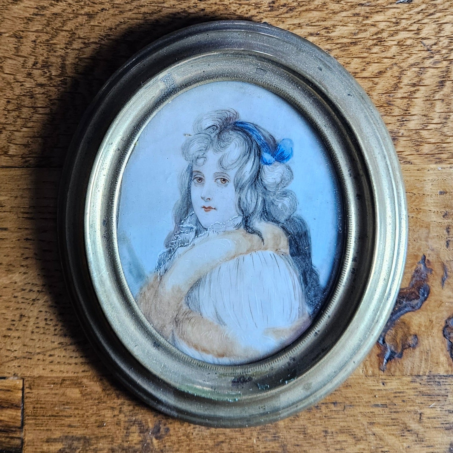Miniature Portrait of a Lady Picture Antique Victorian
