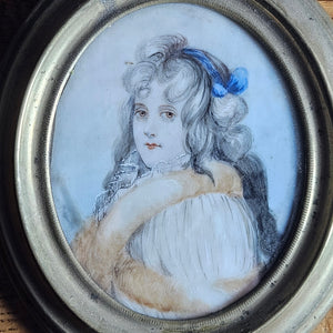 Miniature Portrait of a Lady Picture Antique Victorian