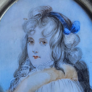 Miniature Portrait of a Lady Picture Antique Victorian