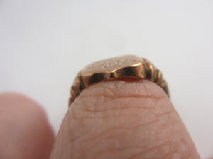 Monogram Initials Chester 9k Rose Gold Signet Ring Size UK P Antique Edwardian