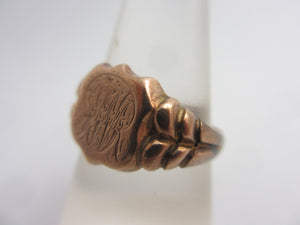 Monogram Initials Chester 9k Rose Gold Signet Ring Size UK P Antique Edwardian