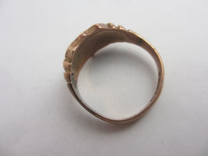 Monogram Initials Chester 9k Rose Gold Signet Ring Size UK P Antique Edwardian