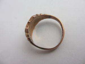 Monogram Initials Chester 9k Rose Gold Signet Ring Size UK P Antique Edwardian