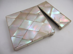 Mother of Pearl Card Case Antique Victorian c1890