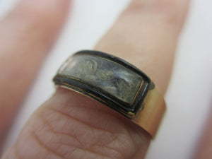 Braided Mourning Hair Enamel 9k Gold Ring Antique Georgian c1820