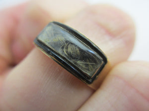 Braided Mourning Hair Enamel 9k Gold Ring Antique Georgian c1820