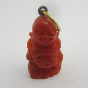 Natural Coral Buddha Pendant or Charm Antique Victorian c1900