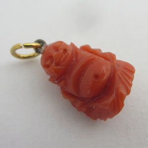 Natural Coral Buddha Pendant or Charm Antique Victorian c1900