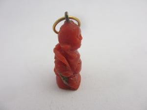 Natural Coral Buddha Pendant or Charm Antique Victorian c1900