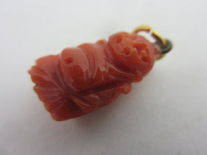 Natural Coral Buddha Pendant or Charm Antique Victorian c1900