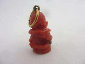 Natural Coral Buddha Pendant or Charm Antique Victorian c1900