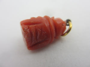 Natural Coral Buddha Pendant or Charm Antique Victorian c1900