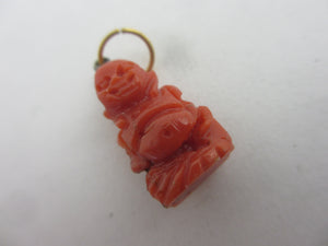 Natural Coral Buddha Pendant or Charm Antique Victorian c1900