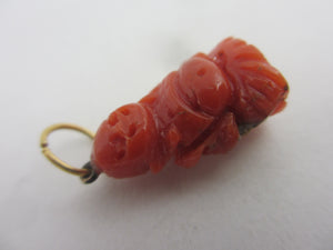 Natural Coral Buddha Pendant or Charm Antique Victorian c1900