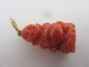 Natural Coral Buddha Pendant or Charm Antique Victorian c1900