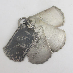 Niello Silver Souvenir Book Pendant Charm Antique Edwardian