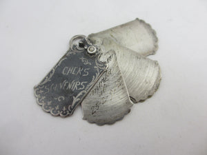 Niello Silver Souvenir Book Pendant Charm Antique Edwardian