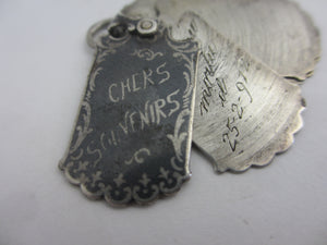 Niello Silver Souvenir Book Pendant Charm Antique Edwardian