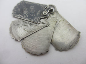 Niello Silver Souvenir Book Pendant Charm Antique Edwardian