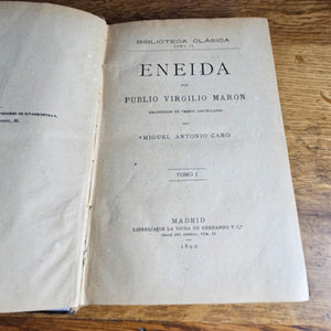 Pair of Spanish Hardback Books "Enrida" Volume 1 & 2 Antique Victorian c1890
