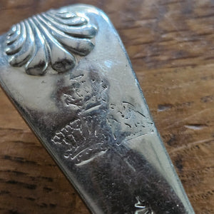 Pair of Regency English Sterling Silver Ladles Shell Detail by William Chawner II Antique Georgian 1813