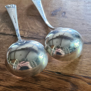Pair of Regency English Sterling Silver Ladles Shell Detail by William Chawner II Antique Georgian 1813