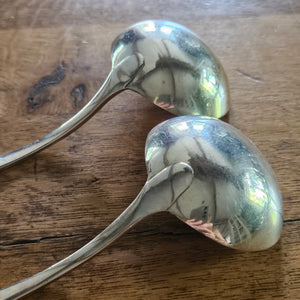 Pair of Regency English Sterling Silver Ladles Shell Detail by William Chawner II Antique Georgian 1813