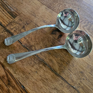 Pair of Regency English Sterling Silver Ladles Shell Detail by William Chawner II Antique Georgian 1813