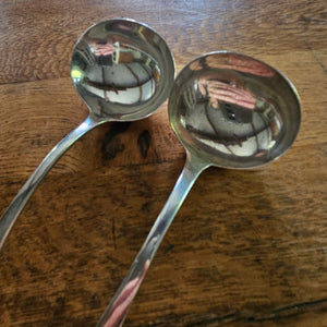 Pair of Regency English Sterling Silver Ladles Shell Detail by William Chawner II Antique Georgian 1813
