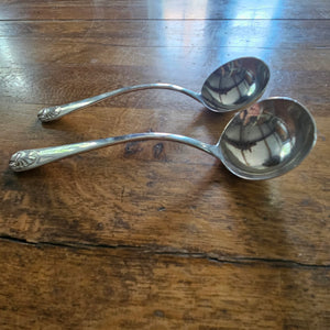 Pair of Regency English Sterling Silver Ladles Shell Detail by William Chawner II Antique Georgian 1813