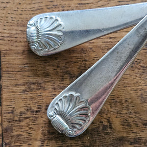 Pair of Regency English Sterling Silver Ladles Shell Detail by William Chawner II Antique Georgian 1813